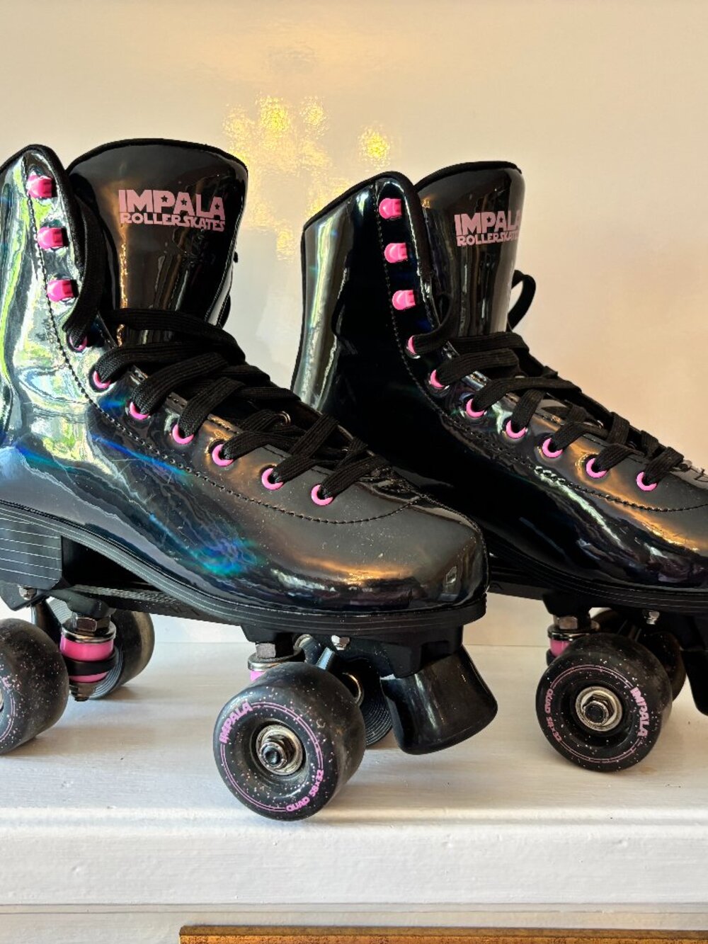 GENTLY USED: Impala Quad Roller Skates - Black Holographic- Women's Size US 8
